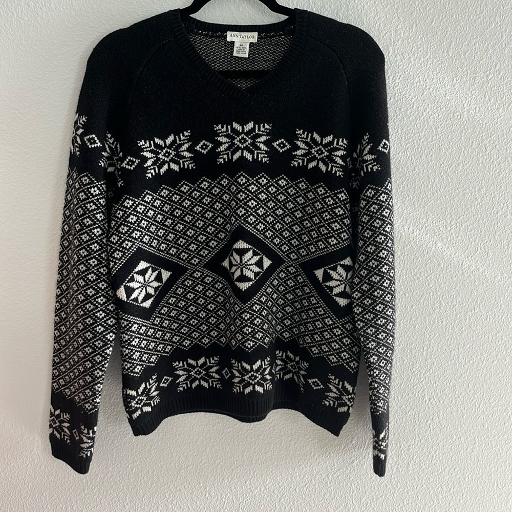 Vintage Ann Taylor Wool Fair Isle Nordic Ski Pullover Sweater Size Medium